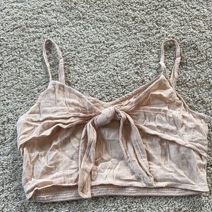 Women's Cream Tie-Front Top